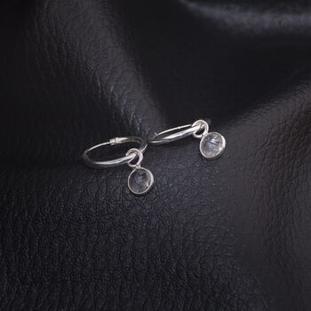 April Birthstone Hoop Earrings With Crystal Charm, 2 of 5