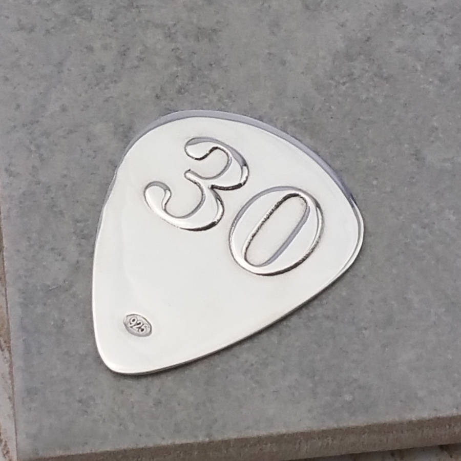Engraved Silver 30th Birthday Plectrum, 1 of 6
