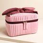 Large Pink And Burgundy Velvet Bow Vanity Makeup Bag, thumbnail 1 of 5