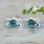 Teal Sapphire Cufflinks In Sterling Silver, thumbnail 1 of 3