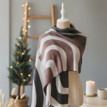 Art Deco Print Wool Blend Scarf, 3 of 5