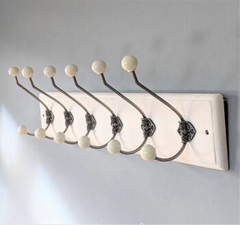Linen Wash Painted Coat Rack With Ball Top Hooks, 3 of 4