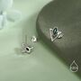 Sterling Silver Triangle And Emerald Green Marquise Cz Arrow Stud Earrings, thumbnail 4 of 12