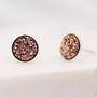 Sterling Silver Rose Gold Colour Druzy Stud Earrings, thumbnail 4 of 8