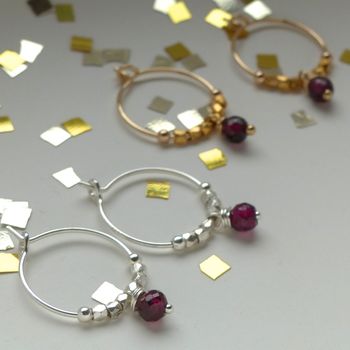 Petite Red Faceted Garnet And Fair Trade Hoops, 9 of 9