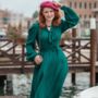 Eva Dress In Palace Blue Vintage 1940s Style, thumbnail 3 of 3