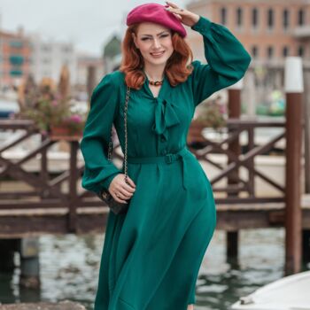 Eva Dress In Palace Blue Vintage 1940s Style, 3 of 3