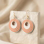 Cream And Orange Geometric Circular Earrings • Gold Plated Sterling Silver Hooks, thumbnail 3 of 9