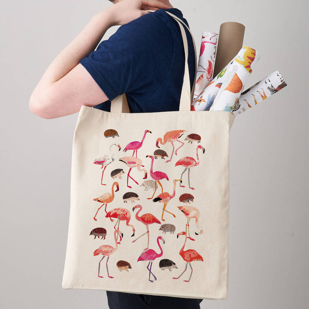 Flamingo And Hedgehog Canvas Tote Bag By James Barker ...