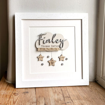Personalised Wooden Baby Name Cloud Print – Dream Big Little One, 3 of 3