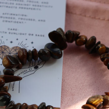 Tiger’s Eye Chip Bracelet Gift With Pouch And Card, 2 of 5