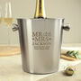 Personalised Mr And Mrs Stainless Steel Ice Bucket – Perfect Wedding Gift, thumbnail 2 of 5