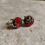 Rich Red Japanese Silk Covered Cufflinks, thumbnail 1 of 3