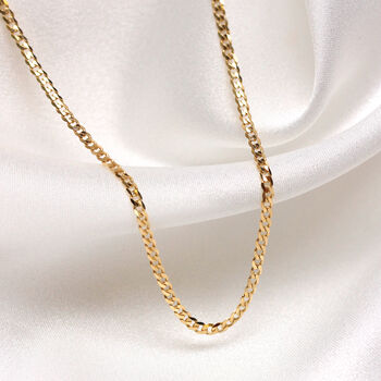 9ct Solid Gold 2mm Thick Diamond Cut Curb Necklace, 3 of 4