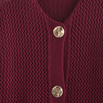 Burgundy Crop Cardigan Gold Buttons, 3 of 4