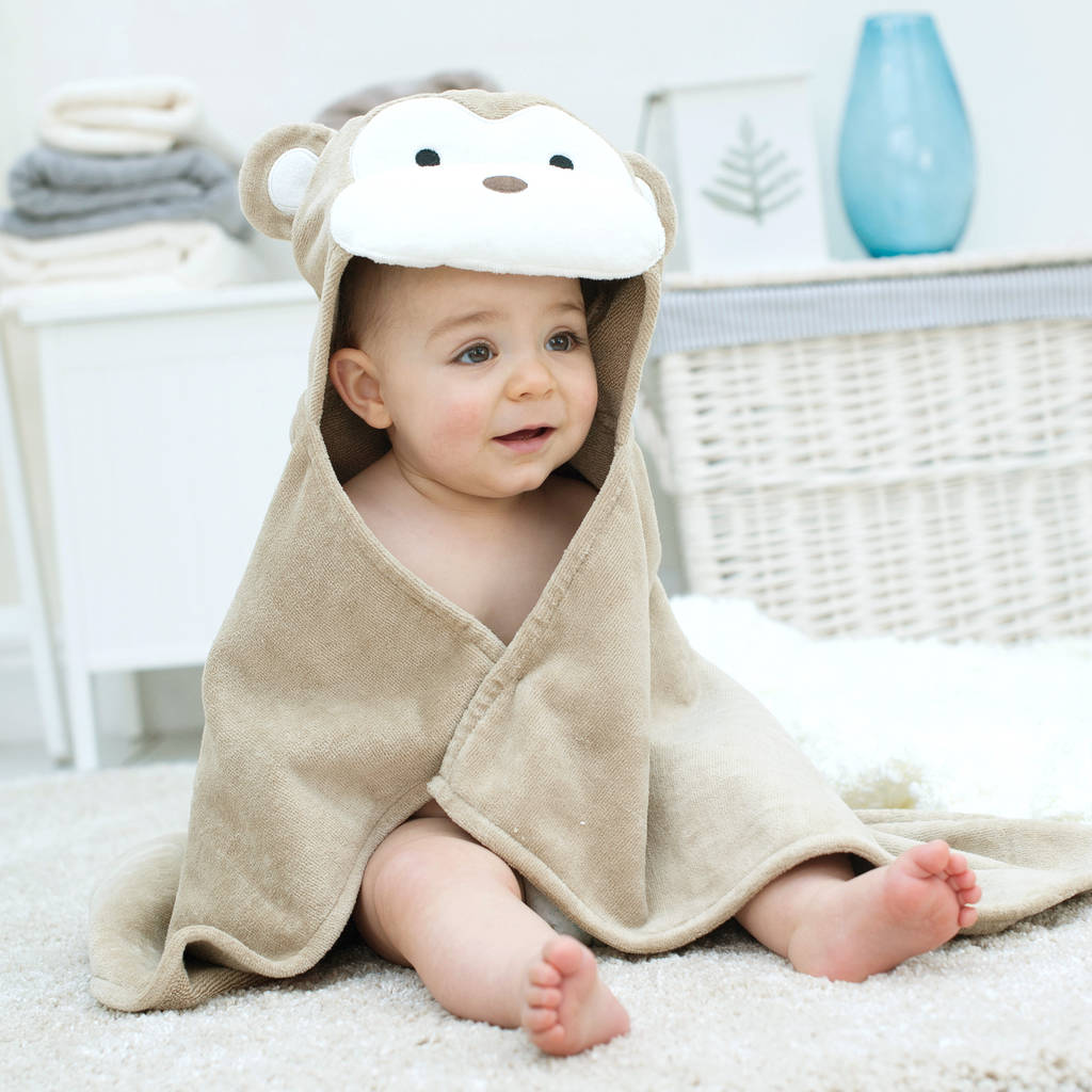 personalised cheeky monkey baby towel gift set by bathing bunnies