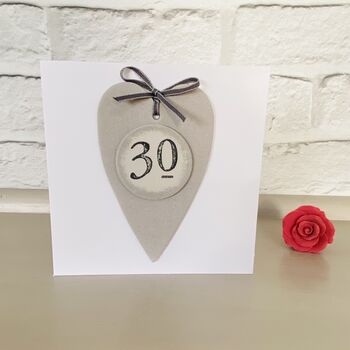 30th Heart Birthday Card ~ Handmade, 3 of 3
