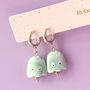Handmade Ceramic Ghost Earrings In Pastel Colours, thumbnail 2 of 8