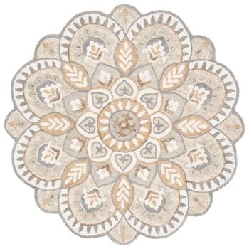 Floral Area Rug In Beige / Navy, 3 of 3