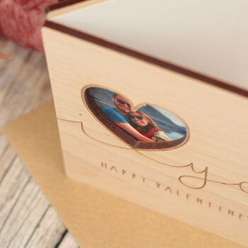 Valentines Day I Love You Photo Wooden Engraved Card, 3 of 4
