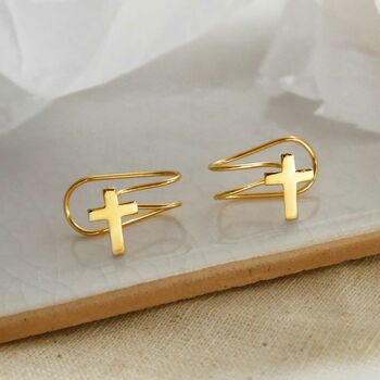 Gold Plated Or Sterling Silver Cross Ear Cuffs, 4 of 6