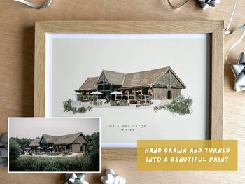 Personalised Hand Drawn Wedding Venue Art Print, 3 of 6