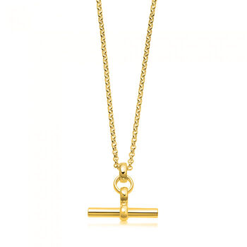 22k Gold Plated And Sterling Silver T Bar Necklace, 3 of 4