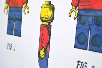 Framed Lego Man Sheet One Patent Art Print, 3 of 7