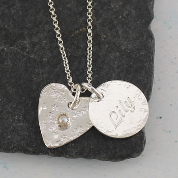 Sterling Silver Personalised Heart Birthstone Necklace, 3 of 6