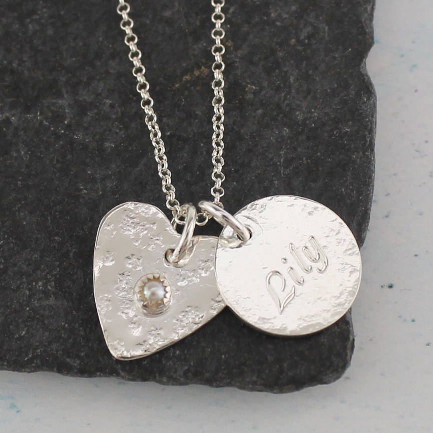Sterling Silver Name With Birthstones Necklace By Lucy Kemp Silver