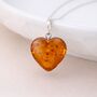 Personalised Sterling Silver Baltic Amber Heart Pendant Necklace, thumbnail 1 of 6