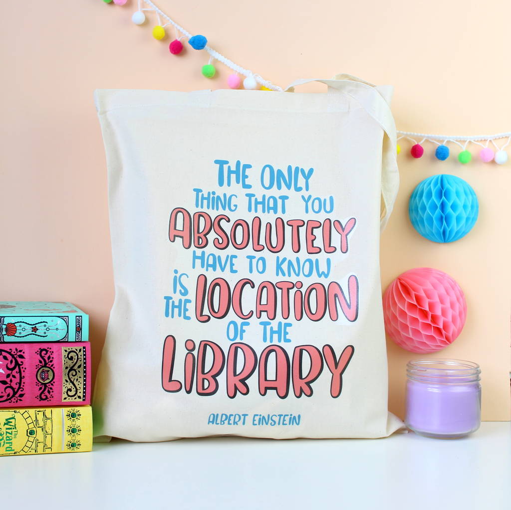 Albert Einstein Quote Book Lovers Tote Bag, 1 of 2