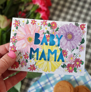 'Baby Mama' New Mum Paper Cut Card, 5 of 7