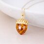 Personalised Gold Plated Sterling Silver Baltic Amber Acorn Pendant Necklace, thumbnail 3 of 8