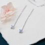 Sterling Silver Tiny Hydrangea Flower Cz Threader Earrings, thumbnail 7 of 12