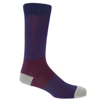 Oxford Stripe Navy Luxury Crew And Trainer Men’s Socks, 4 of 4