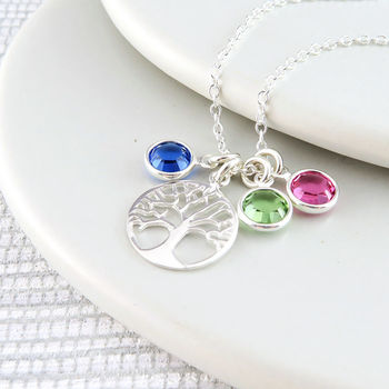 Family Tree Birthstone Necklace Sterling Silver, 2 of 3