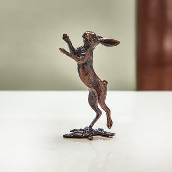 Miniature Bronze Hares, 8th Anniversary Gift Set, 6 of 11