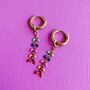 Multi Coloured Spiky Chain Huggie Hoops, thumbnail 2 of 6