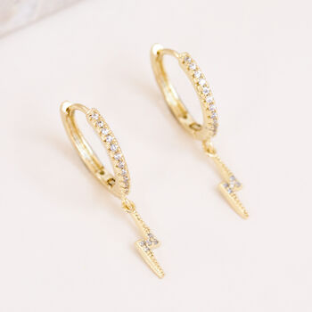 Thunderbolt Lightening Crystal Hoop Earrings, 2 of 3