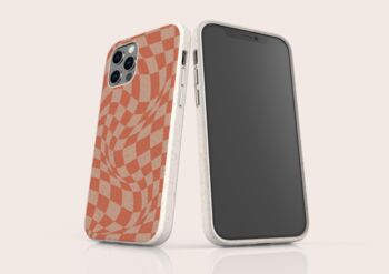 Red Wavy Check Biodegradable Phone Case, 6 of 9