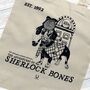 Sherlock Bones Dog Lover Organic Cotton Tote Bag, thumbnail 2 of 3