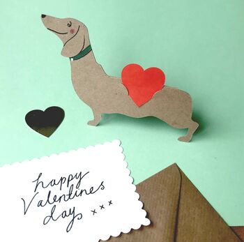 Hand Illustrated Dachshund Loveheart Card, 2 of 5
