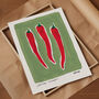 Three Chillis Hand Painted Art Print, thumbnail 3 of 6