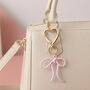 Pink Bow Keyring With Gold Heart Clasp, thumbnail 1 of 3