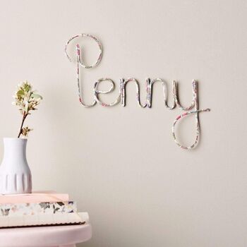 Personalised Name Wire And Liberty Fabric Word Sign, 12 of 12