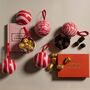 Trio Of Baubles In Swedish Design Filled With Chocolate Truffles, thumbnail 2 of 12