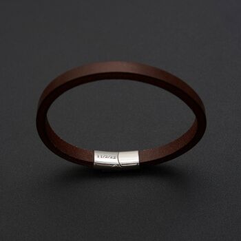 Brown Leather Bracelet With Custom Messafe, 6 of 8