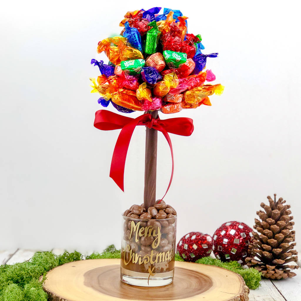 edible chocolate tree, covered with quality street by sweet trees