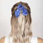 100% Silk Bow Scrunchie Abstract Blue, thumbnail 1 of 2